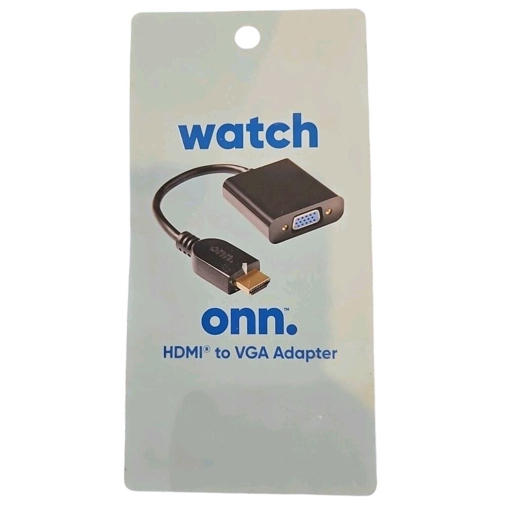 onn. Male HDMI to Female VGA Gold Plated Adapter New in package